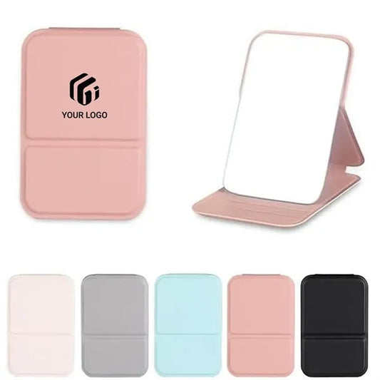 Mini High Definition Hand-held Desktop Stand Folding Mirror