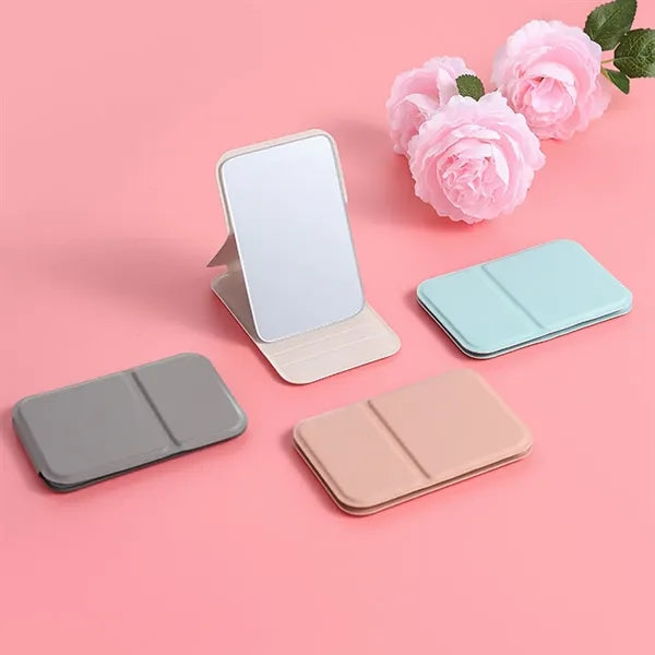 Mini High Definition Hand-held Desktop Stand Folding Mirror