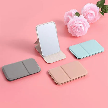 Mini High Definition Hand-held Desktop Stand Folding Mirror