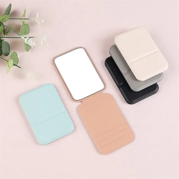 Mini High Definition Hand-held Desktop Stand Folding Mirror
