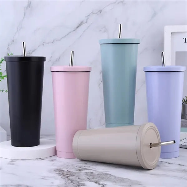 Large capacity stainless steel vacuum insulated straw cup