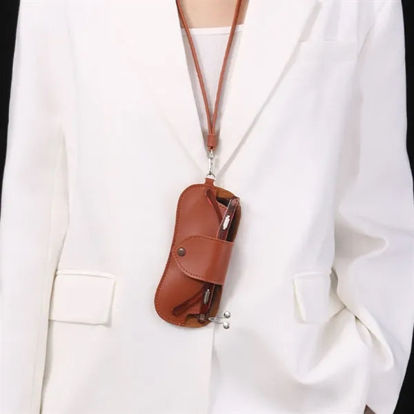 Portable ultra slim button clip hang glasses organizer bag