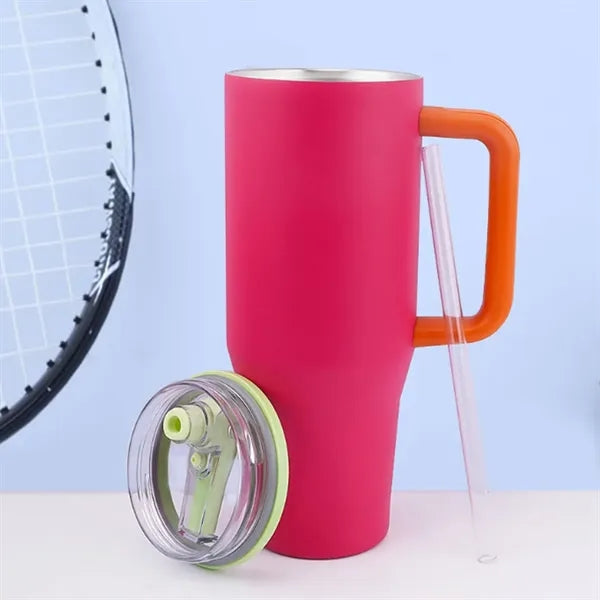Tumbler With Handle And Straw