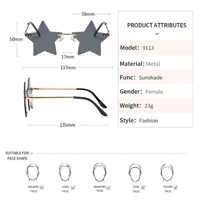 Rimless Star Shape Sunglasses