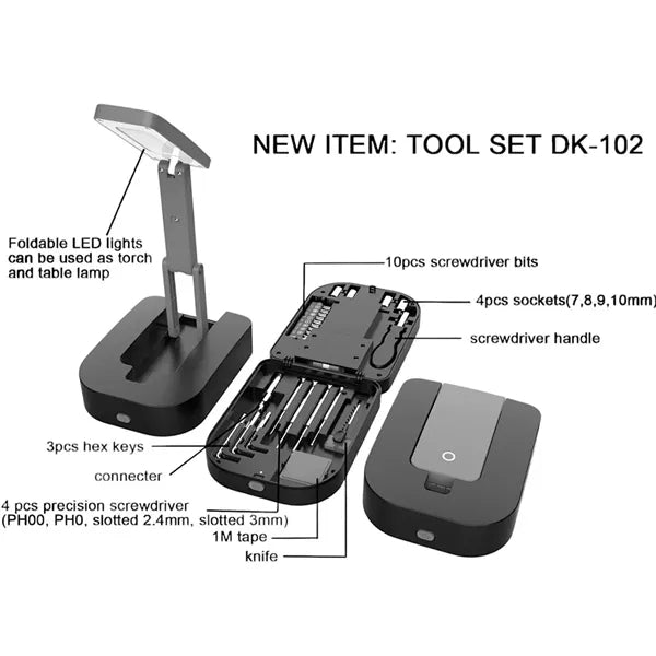 Multitools Box Set with LED Table Light
