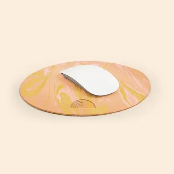 ROUND MARBLED LEATHER MOUSEPAD