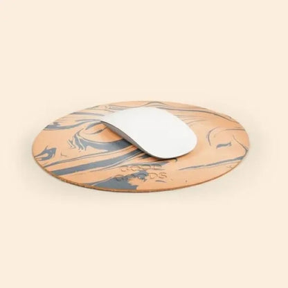 ROUND MARBLED LEATHER MOUSEPAD