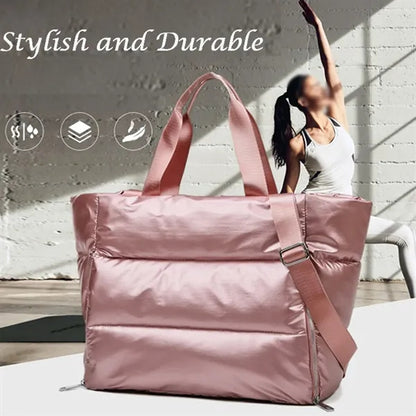 Large Travel Yoga Fitness Compartment Puffy Handbag Tote Bag
