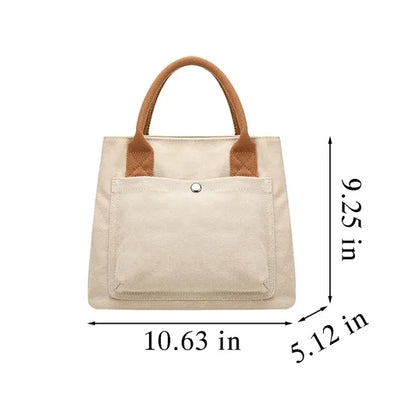 Vintage Fashionable Handbag Canvas Tote with Multi Pockets