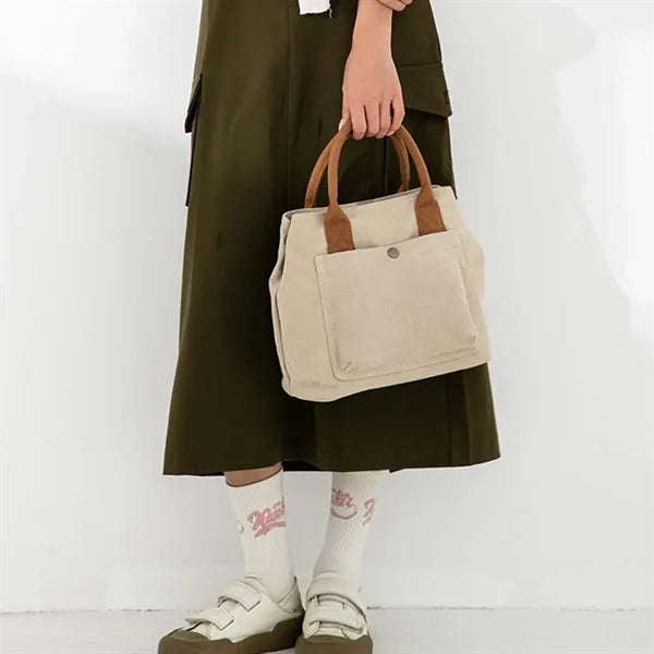 Vintage Fashionable Handbag Canvas Tote with Multi Pockets