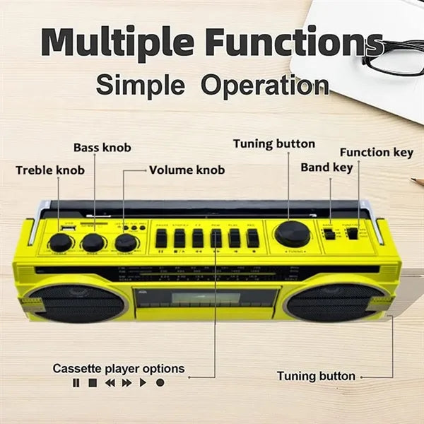 Portable Wireless Cassette Boombox Bluetooth Speakers Radio