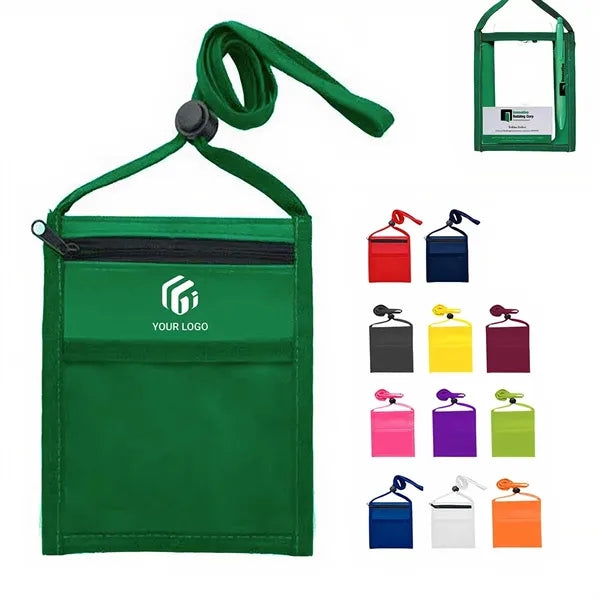 Oxford Badge Card Holder Neck Wallet with Adjustable Lanyard