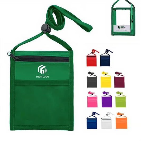 Oxford Badge Card Holder Neck Wallet with Adjustable Lanyard