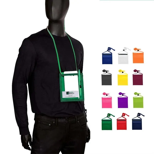 Oxford Badge Card Holder Neck Wallet with Adjustable Lanyard