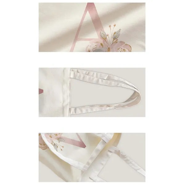 Floral Letter Simple Shopping Wedding Canvas Tote Bag