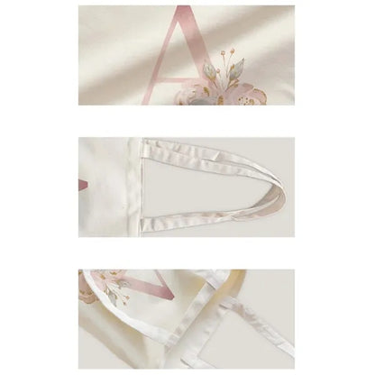 Floral Letter Simple Shopping Wedding Canvas Tote Bag