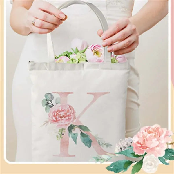 Floral Letter Simple Shopping Wedding Canvas Tote Bag