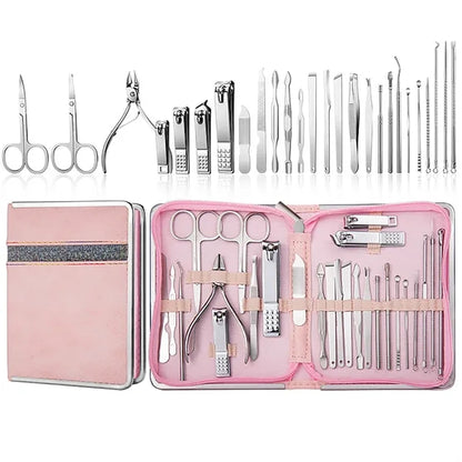 stainless steel beauty set w/ zipper bag