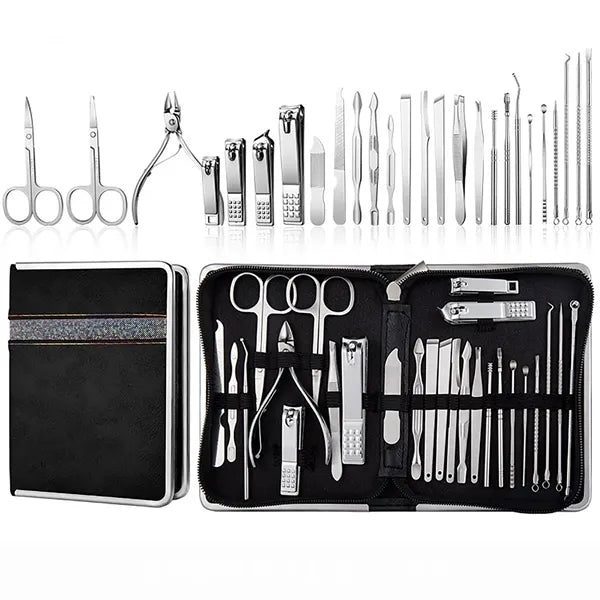 stainless steel beauty set w/ zipper bag