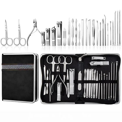 stainless steel beauty set w/ zipper bag