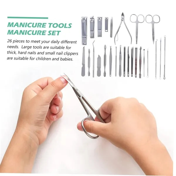 stainless steel beauty set w/ zipper bag