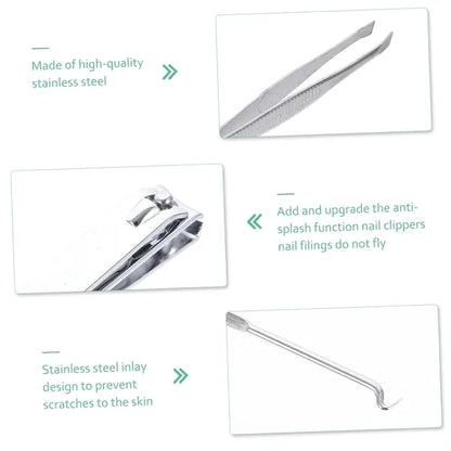stainless steel beauty set w/ zipper bag