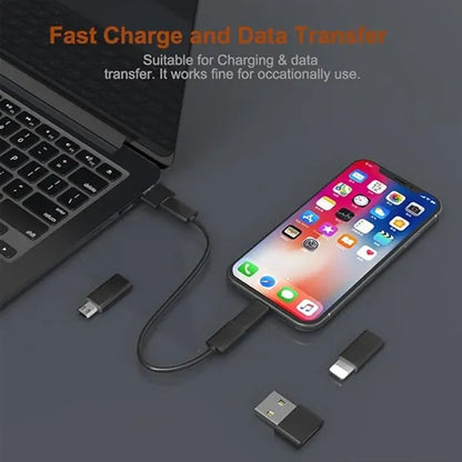 Travel usb charging cable adapter kit with wooden case