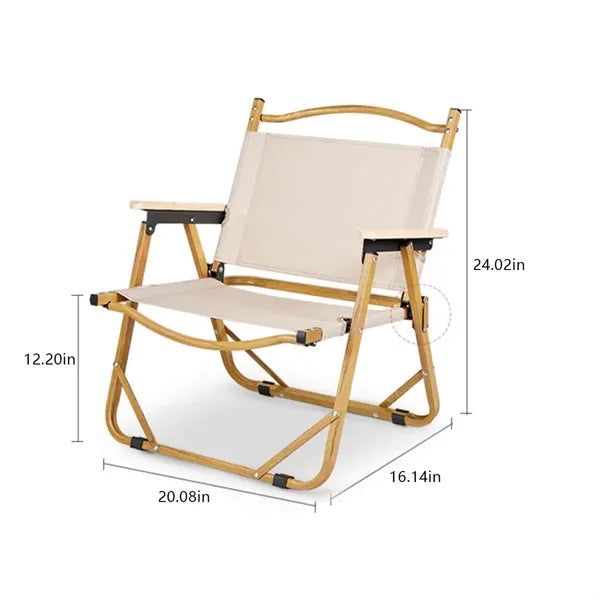Lightweight Wood Grain Folding Camping Chair with Net Bag