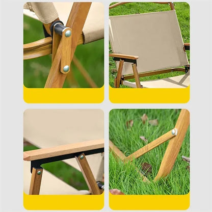 Lightweight Wood Grain Folding Camping Chair with Net Bag