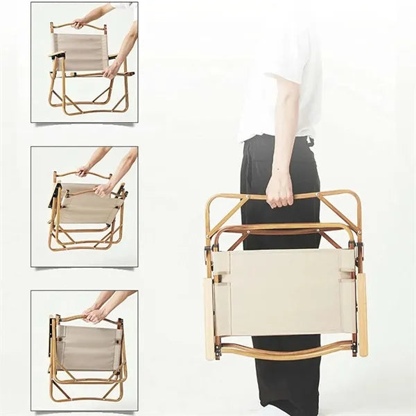 Lightweight Wood Grain Folding Camping Chair with Net Bag