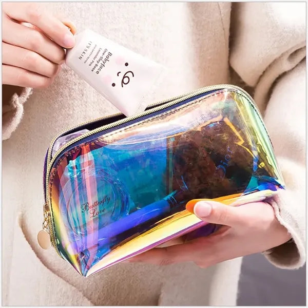 Laser Cosmetic Bag Travel Toiletry Pouch with Zipper