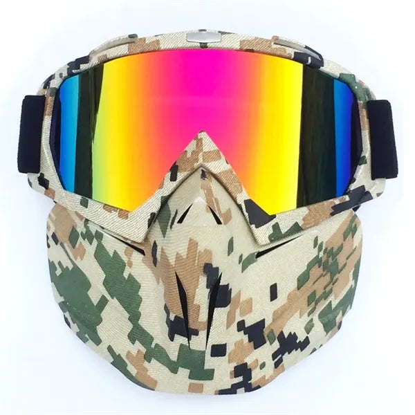 Motorcycle Helmet Riding Goggles Glasses With Face Mask