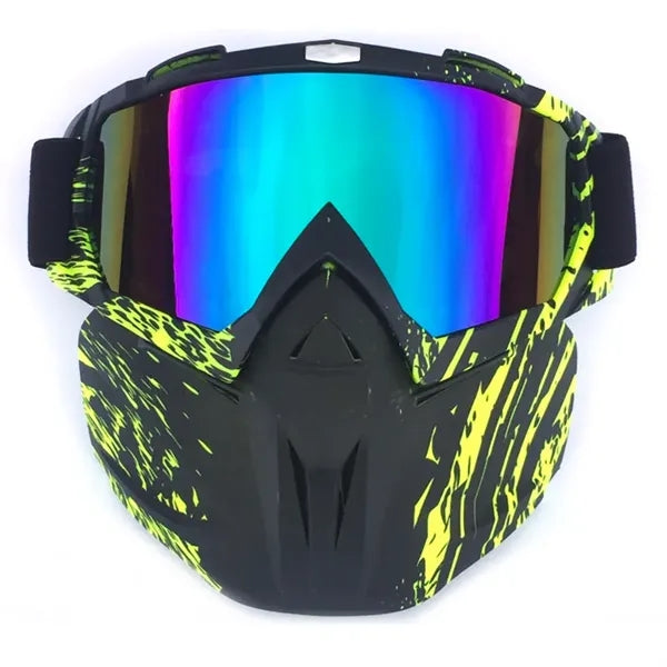 Motorcycle Helmet Riding Goggles Glasses With Face Mask
