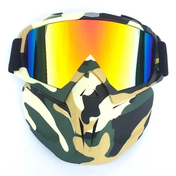 Motorcycle Helmet Riding Goggles Glasses With Face Mask