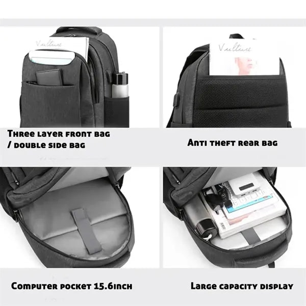 Travel Business Backpack with USB Charging Port