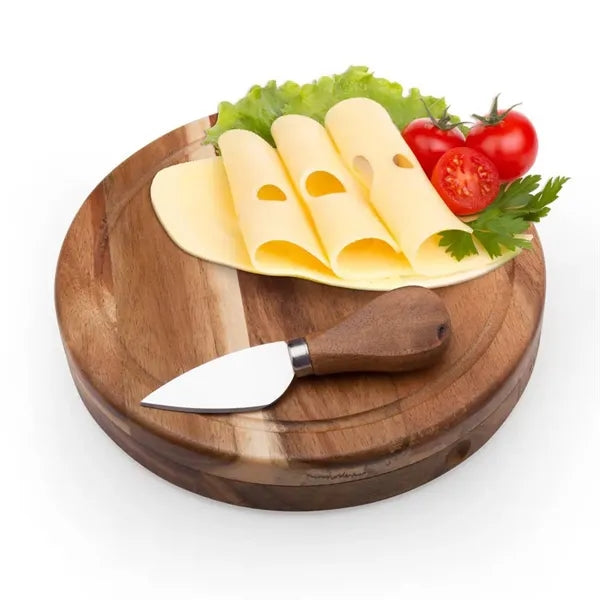 Wood Cheese Board with Knives Set