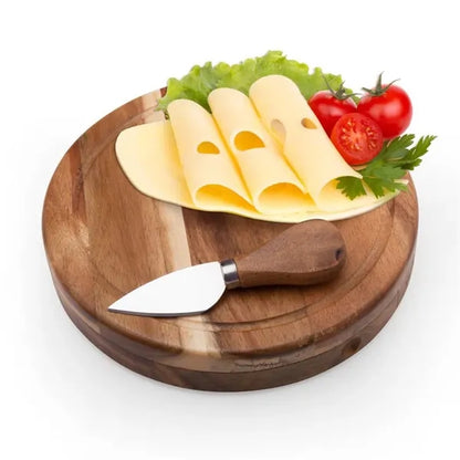 Wood Cheese Board with Knives Set