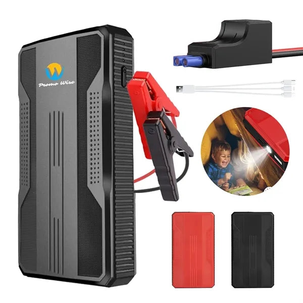 Portable Car Jump Starter with Smart Clamps and LED Torch