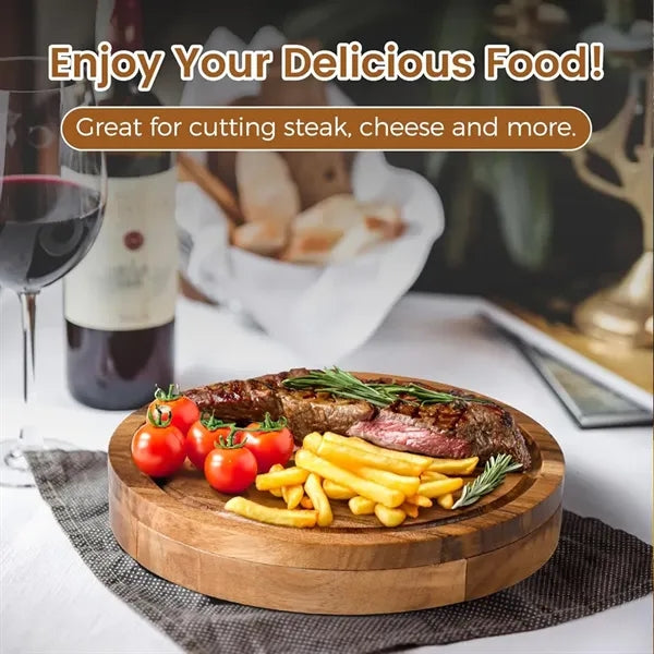 Wood Cheese Board with Knives Set