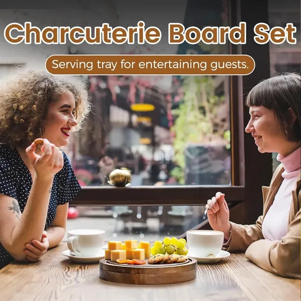 Wood Cheese Board with Knives Set
