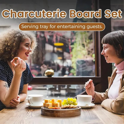 Wood Cheese Board with Knives Set