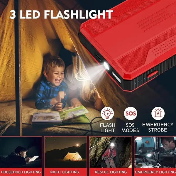 Portable Car Jump Starter with Smart Clamps and LED Torch