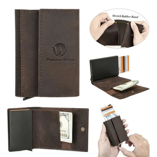 Genuine Leather RFID Blocking Compact Card Holder