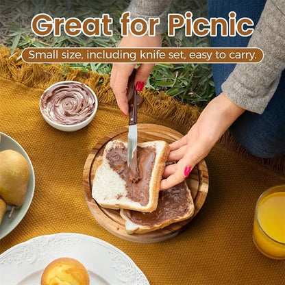 Wood Cheese Board with Knives Set