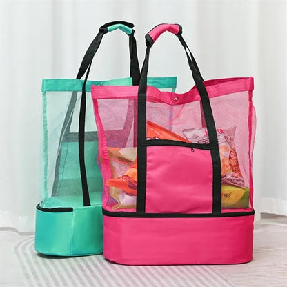 Mesh Beach Bag With Cooler"