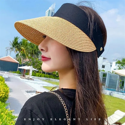Straw Sun Visor Hat For Women