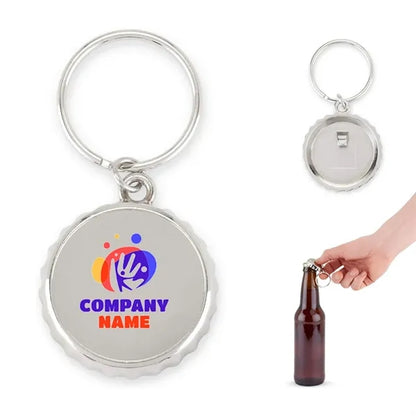 Key Chain with Beer Bottle Cap Shaped Opener