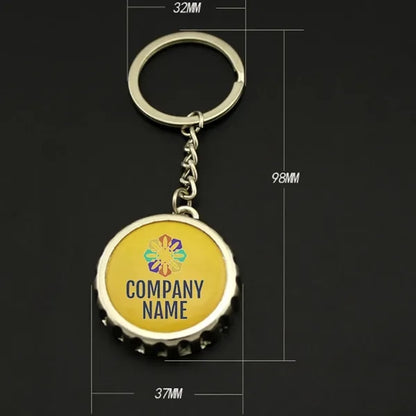 Key Chain with Beer Bottle Cap Shaped Opener
