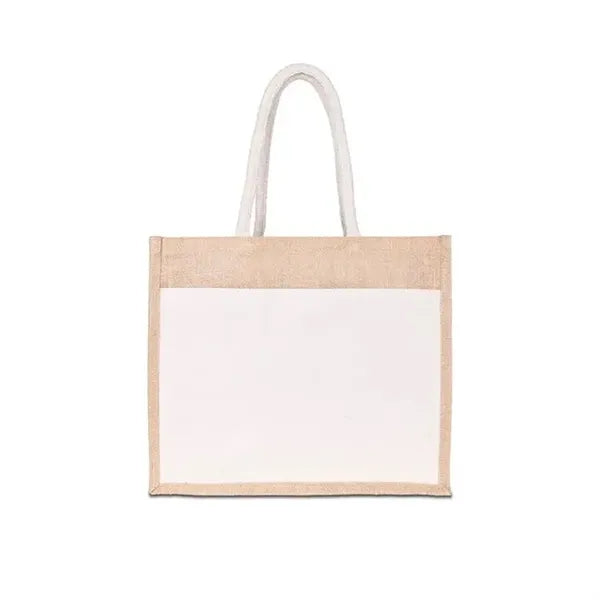 12 " x 14 "Jute Cotton Tote w/ Webbing Handle