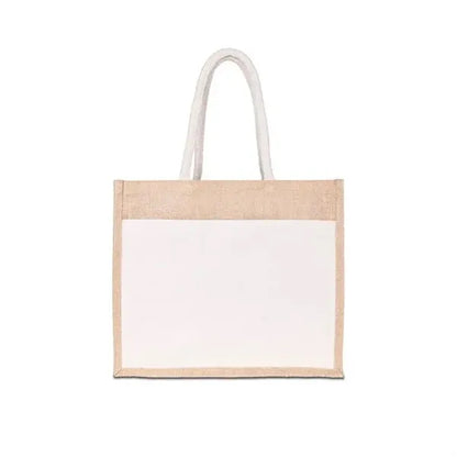 12 " x 14 "Jute Cotton Tote w/ Webbing Handle